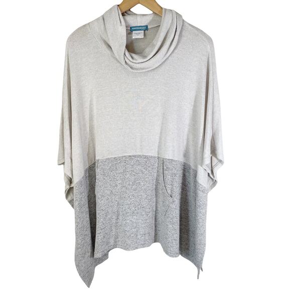 Ink + Ivy Wake & Wear Women's Colorblock Poncho Light Dark Gray Small Cozy Core - Picture 1 of 8